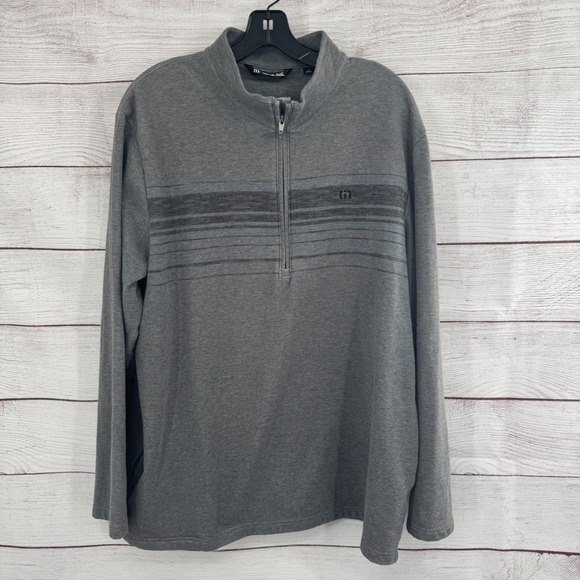 Travis Mathew Sweater Pullover 1/4 Zip Long Sleeve Striped‎ Golf Men's  XL - Picture 1 of 10